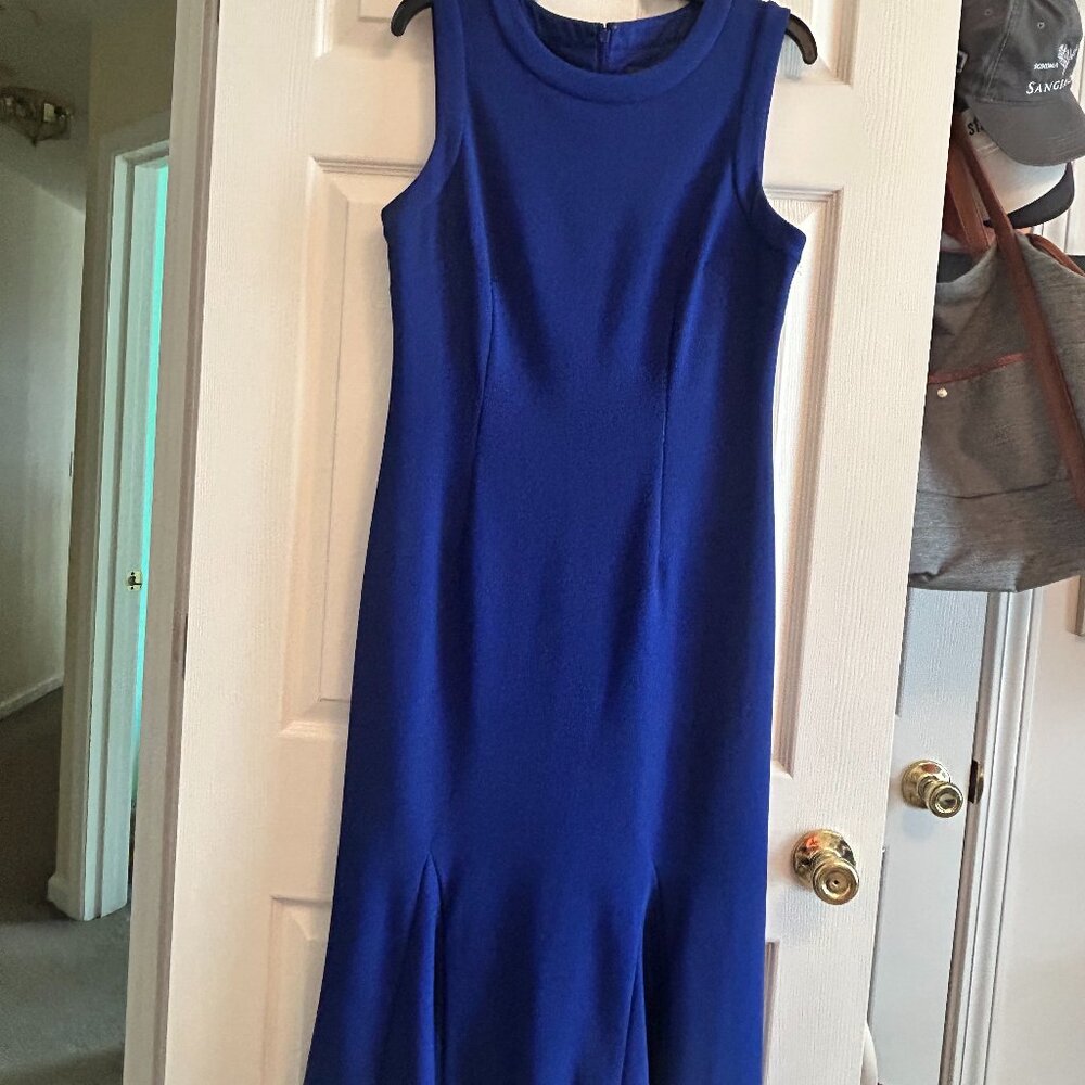Striking Blue Adrianna Papell Mermaid Dress with Ruffle Hem Size 12